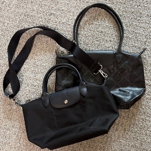 Lot of 2 Longchamp Black Planetes Bags - Picture 1 of 8